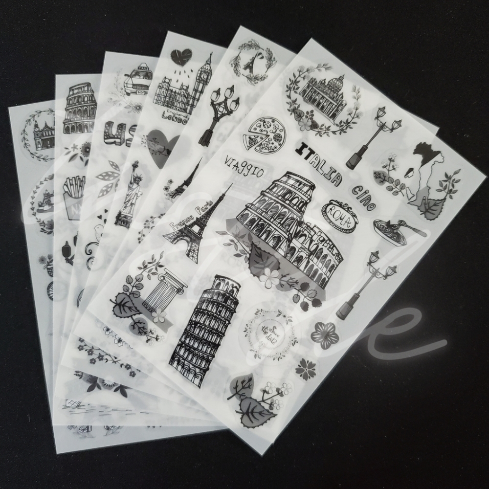 ⭐️3/$20⭐️ Travel Themed Transparent Sticker Sheets